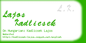 lajos kadlicsek business card